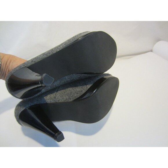 CINDERELLA BOSTON gray heather fabric black bow platform heel shoes 5 M - Picture 9 of 9
